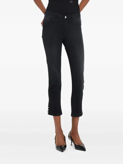 Liu •jo Slim Cropped Jeans In Black