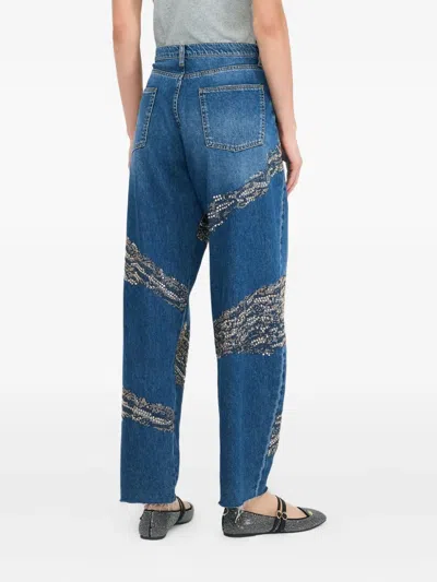 Liu •jo Balloon Jeans With Studs And Gemstones In Blue