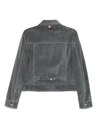 Thom Browne Backstrap Utility Jacket Contrast Stitching In Gray