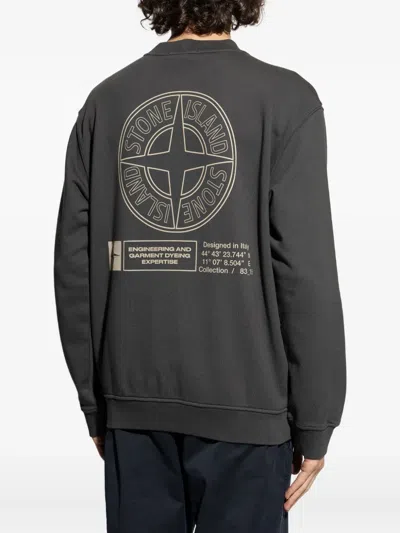 Stone Island Sweatshirt With Industrial Flow Print In Gray