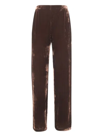 Bianco Levrin Velvet Trousers In Brown