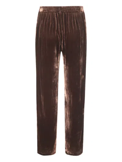 Bianco Levrin Velvet Trousers In Brown