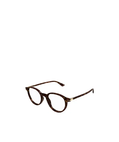 Montblanc Eyewear Oval Frame Glasses In Brown