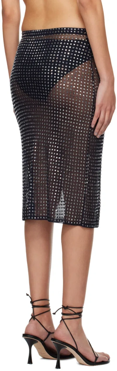 Christopher Esber Navy Cristalla Midi Skirt In Black