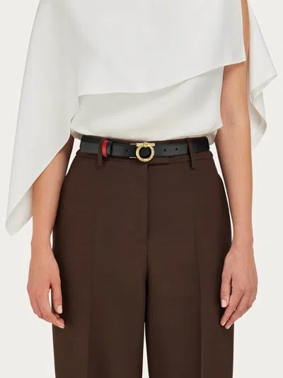 Ferragamo Adjustable And Reversible Gancini Belt In Black