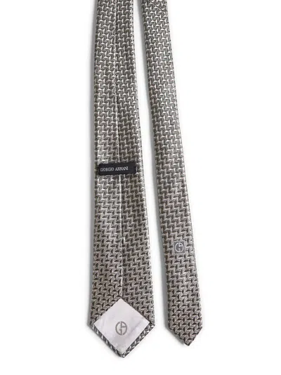 Giorgio Armani Diagonal Stripe Patterned Tie In Green