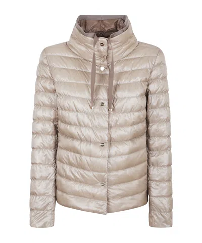 Herno Reversible Down Padded Jacket With High Collar In Brown