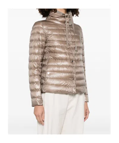 Herno Reversible Down Padded Jacket With High Collar In Brown