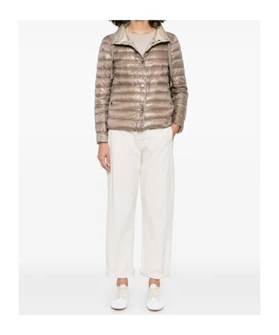 Herno Reversible Down Padded Jacket With High Collar In Brown