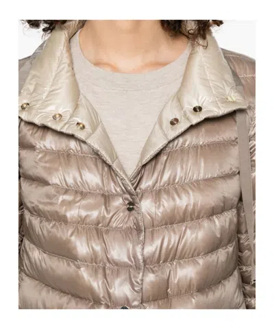 Herno Reversible Down Padded Jacket With High Collar In Brown