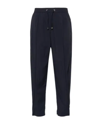 Herno Lightweight Drawstring Cropped Trousers In Blue