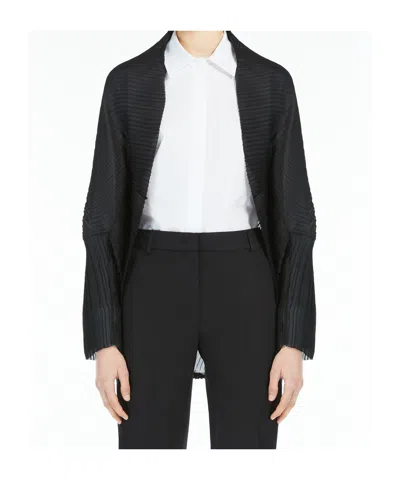 Max Mara Pleated Fabric Shrug In Black