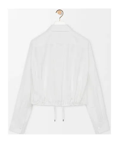 Loewe Womens White Balloon Drawstring-hem Silk Shirt In White