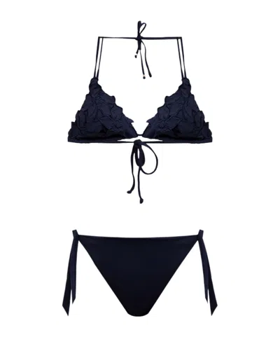 Twinset Floral-appliqué Bikini Set In Blue