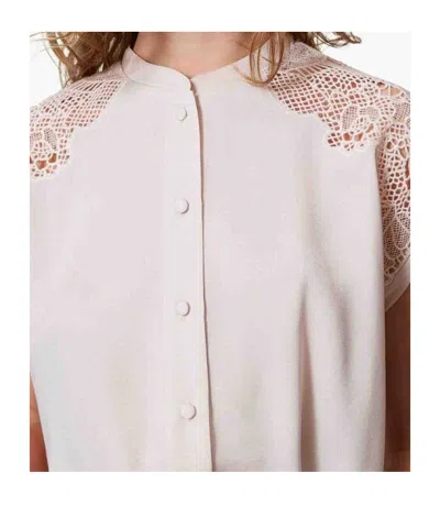 Twinset Embroidered Twill Shirt In Pink