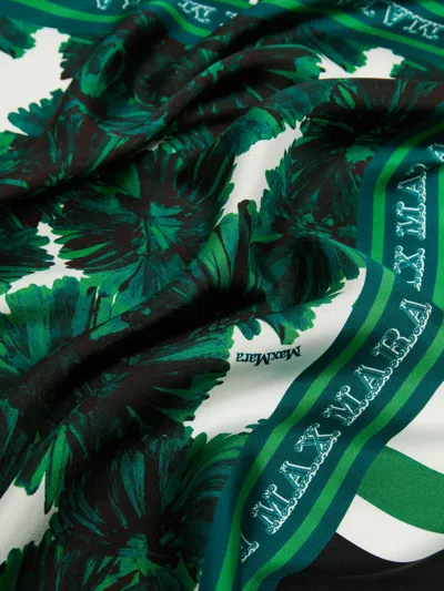 Max Mara Printed Silk Scarf In Green