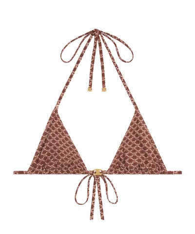 Celine Triomphe Triangle Top In Monogram Matte Jersey In Burgundy