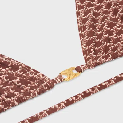 Celine Triomphe Triangle Top In Monogram Matte Jersey In Burgundy