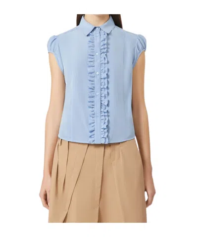 Max Mara Washed Silk Shirt In Blue