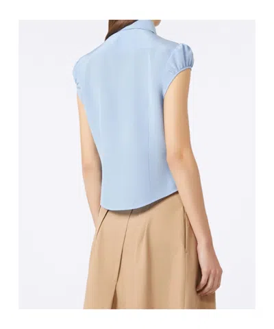 Max Mara Washed Silk Shirt In Blue