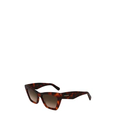Ferragamo Eyewear Cat Eye Frame Sunglasses In Brown
