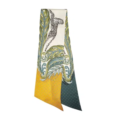 Ferragamo Leaf And Leopard Print Silk Scarf In Multi