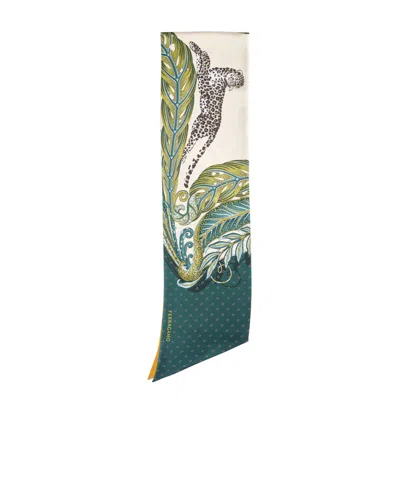 Ferragamo Leaf And Leopard Print Silk Scarf In Multi