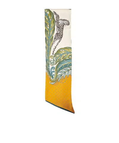 Ferragamo Leaf And Leopard Print Silk Scarf In Multi
