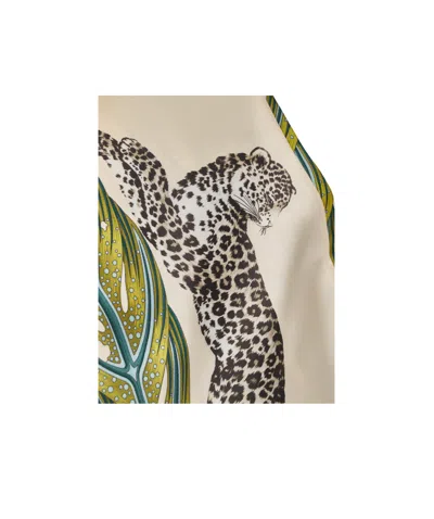 Ferragamo Leaf And Leopard Print Silk Scarf In Multi