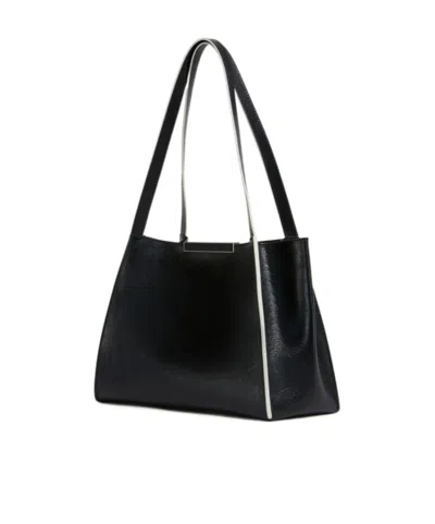 Marni Black Leather Cresta E/w Small Tote Bag