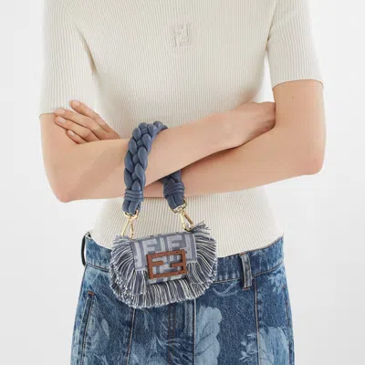 Fendi Blue Ff Denim Charm In Multi