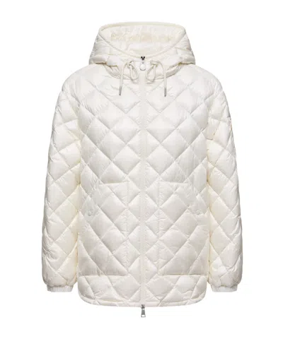 Moncler Diamond-quilted Hooded Short Down Jacket In White