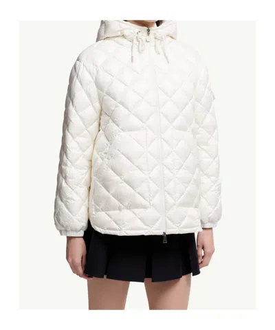 Moncler Diamond-quilted Hooded Short Down Jacket In White