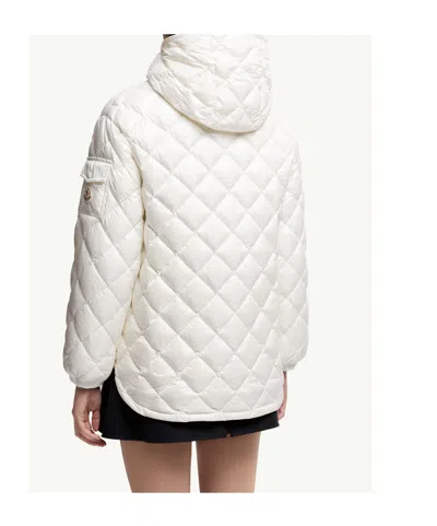 Moncler Diamond-quilted Hooded Short Down Jacket In White