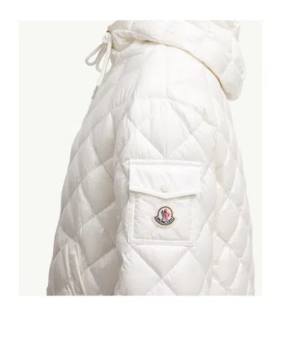 Moncler Diamond-quilted Hooded Short Down Jacket In White