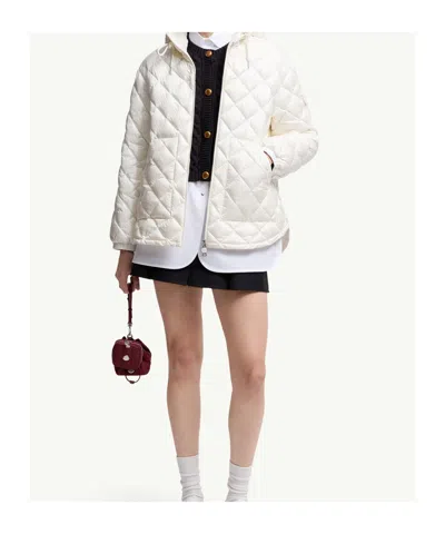 Moncler Diamond-quilted Hooded Short Down Jacket In White