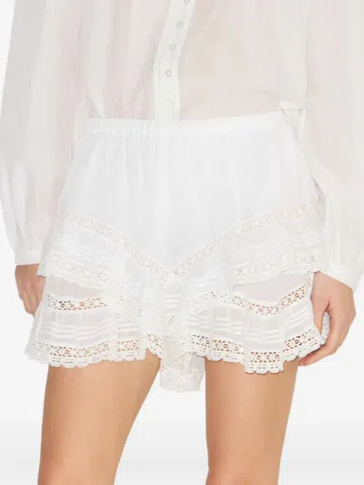 Isabel Marant Étoile Geana Tiered Ruffled Lace-trimmed Cotton-voile Shorts In White