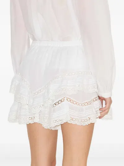 Isabel Marant Étoile Geana Tiered Ruffled Lace-trimmed Cotton-voile Shorts In White