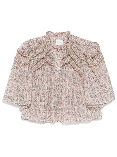 Isabel Marant Étoile Christa Print Cotton Ruffled Button-up Shirt In Multi