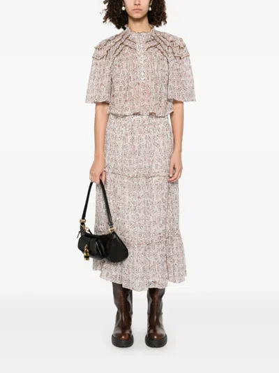 Isabel Marant Étoile Christa Print Cotton Ruffled Button-up Shirt In Multi