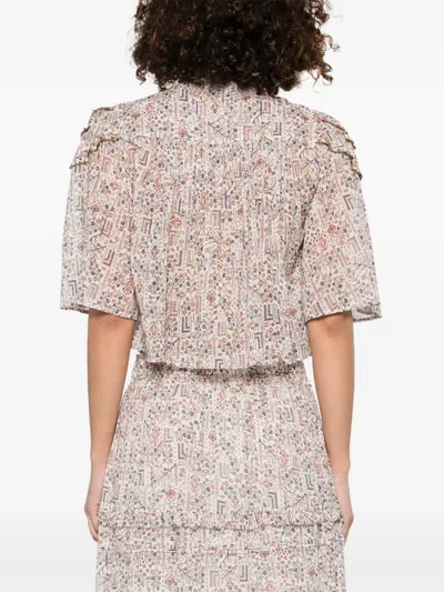 Isabel Marant Étoile Christa Print Cotton Ruffled Button-up Shirt In Multi