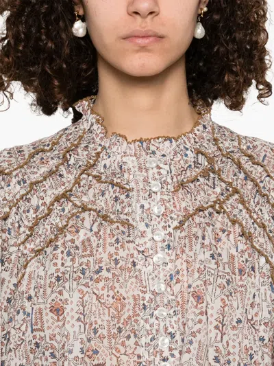 Isabel Marant Étoile Christa Print Cotton Ruffled Button-up Shirt In Multi