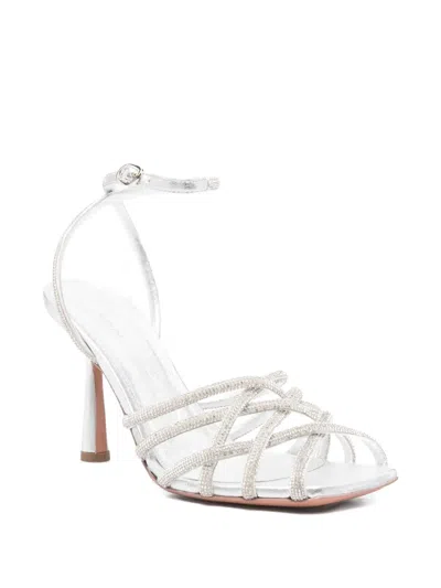 Aldo Castagna 100mm Vittoria Crystal-embellished Sandals In White
