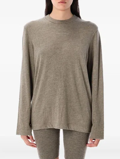 Essentials Crew-neck Long Sleeve T-shirt In Gray
