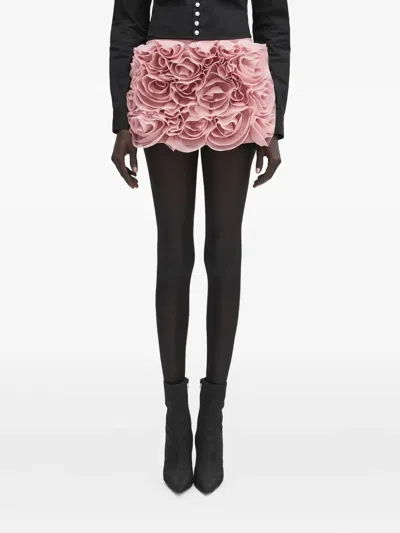 Ambush Rose-appliqué Ruffled Skirt In Pink