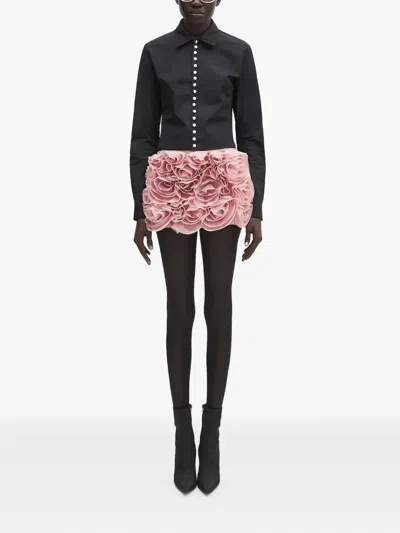 Ambush Rose-appliqué Ruffled Skirt In Pink