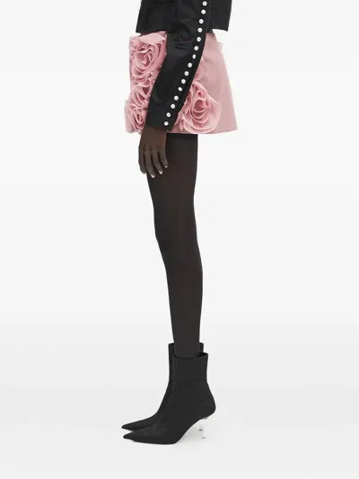 Ambush Rose-appliqué Ruffled Skirt In Pink