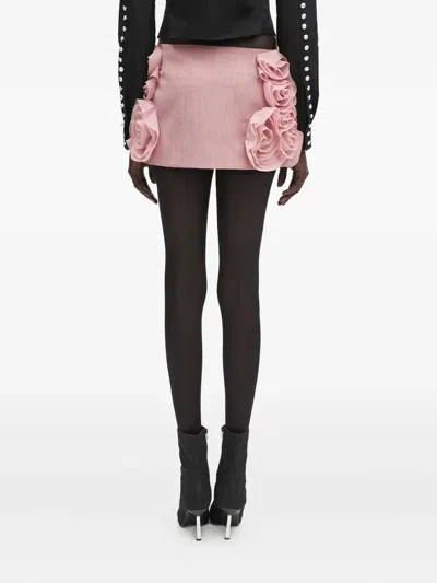 Ambush Rose-appliqué Ruffled Skirt In Pink