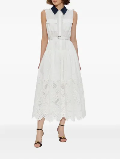Self-portrait Belted Midi Dress In White