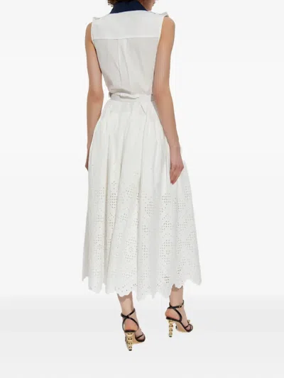 Self-portrait Belted Midi Dress In White